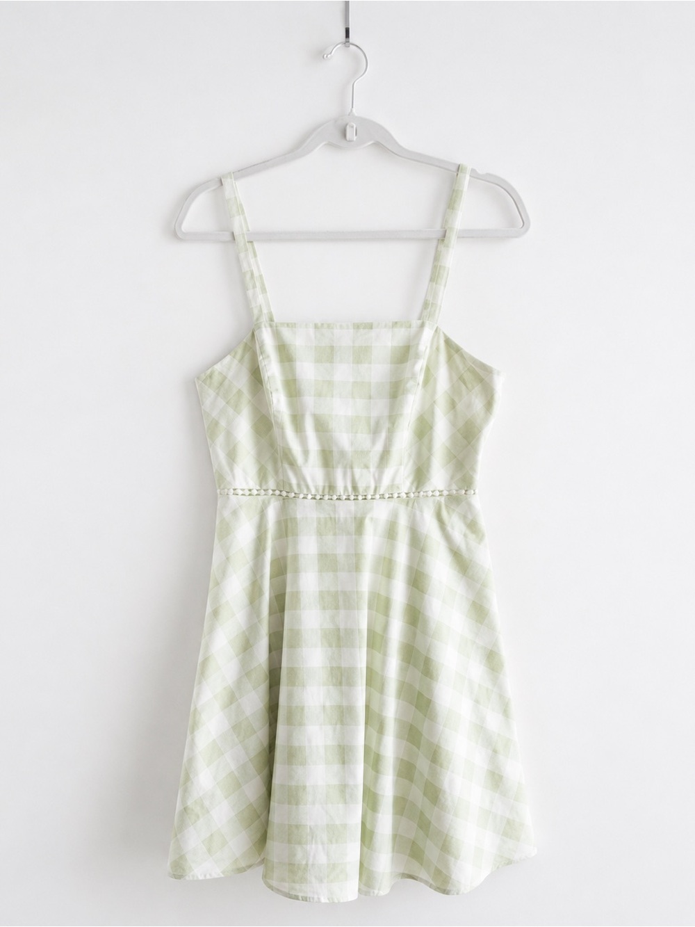 City Vibe Sage Green Gingham Fit & Flare Sundress Juniors 11 / Women’s 6-8